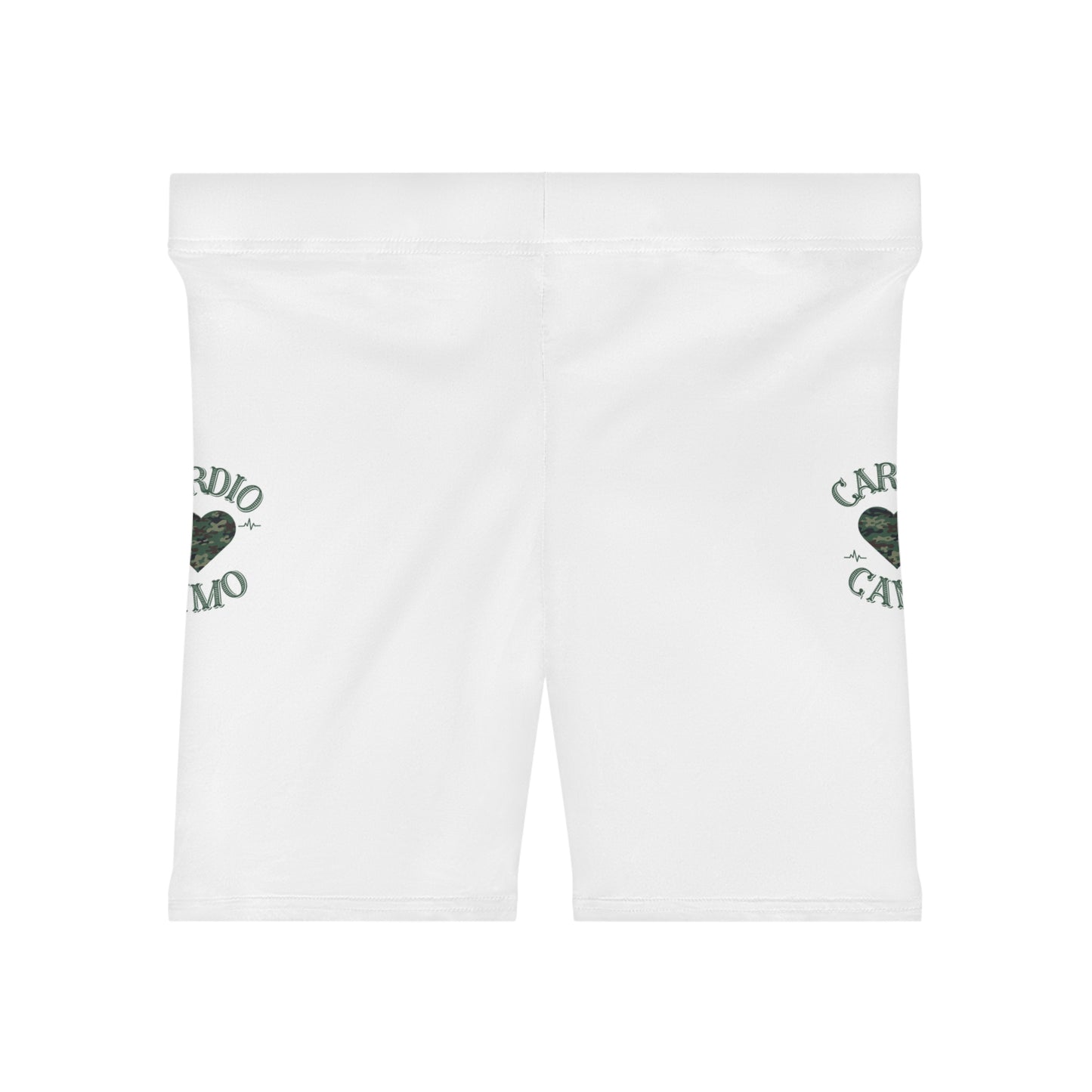 Cardio Camo Women's White Biker Shorts