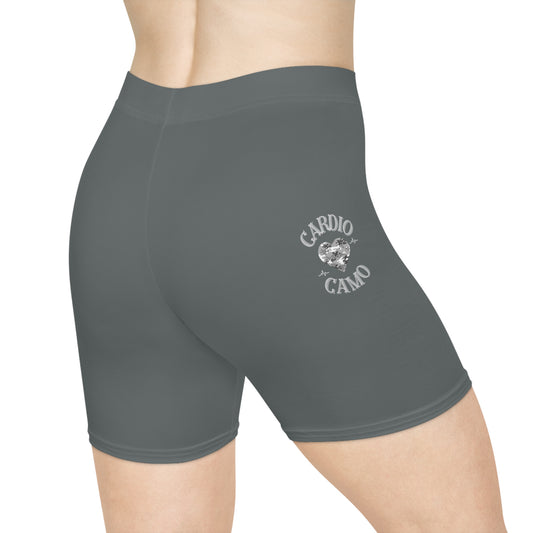 Cardio Camo Women's Gray Biker Shorts