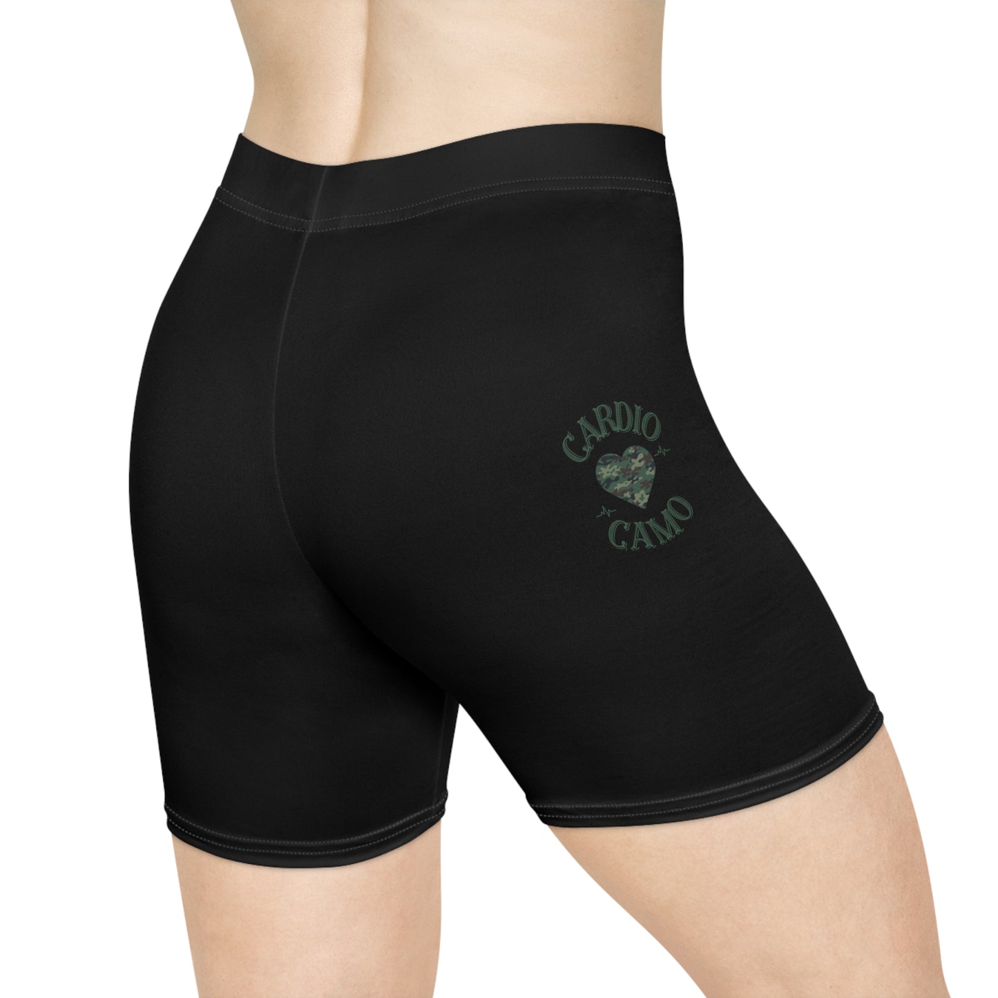 Cardio Camo Women's Black Biker Shorts