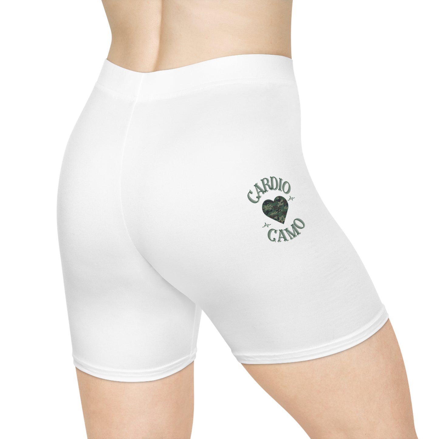 Cardio Camo Women's White Biker Shorts