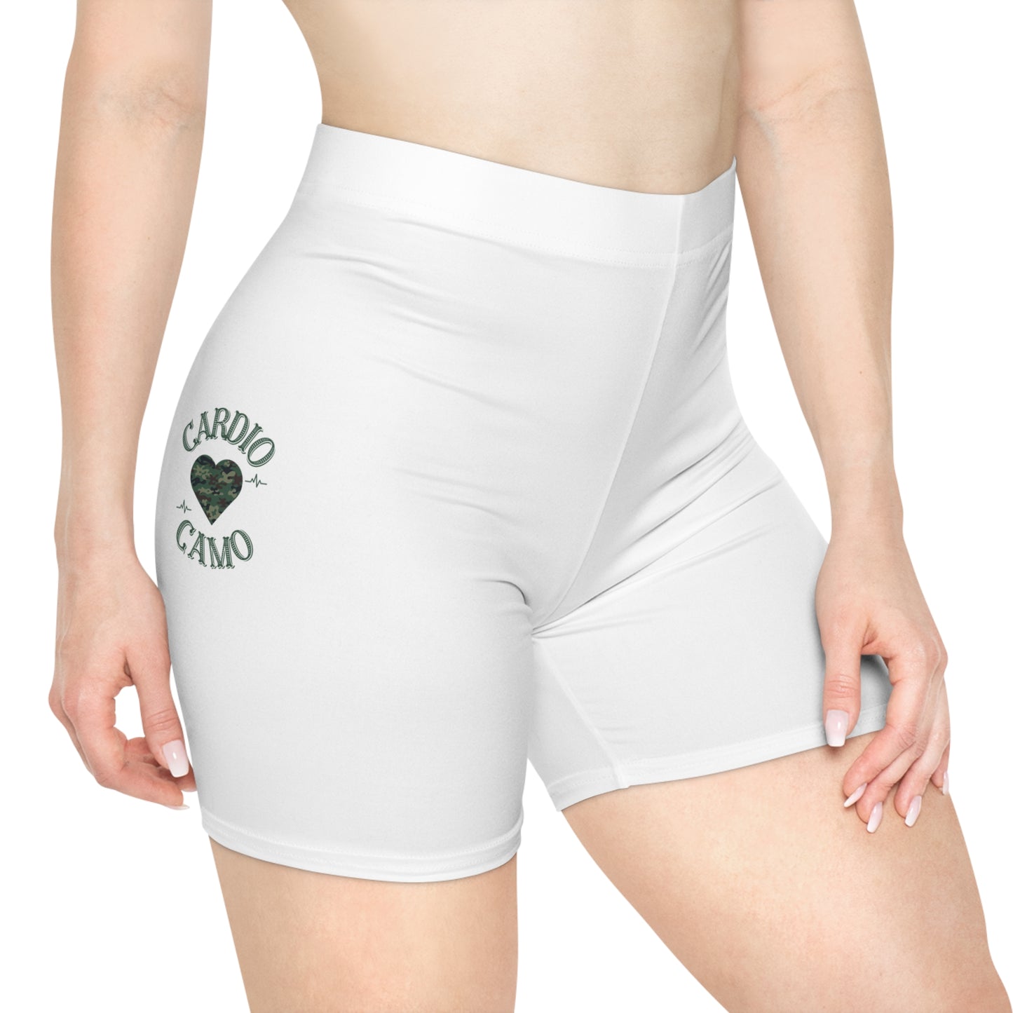 Cardio Camo Women's White Biker Shorts