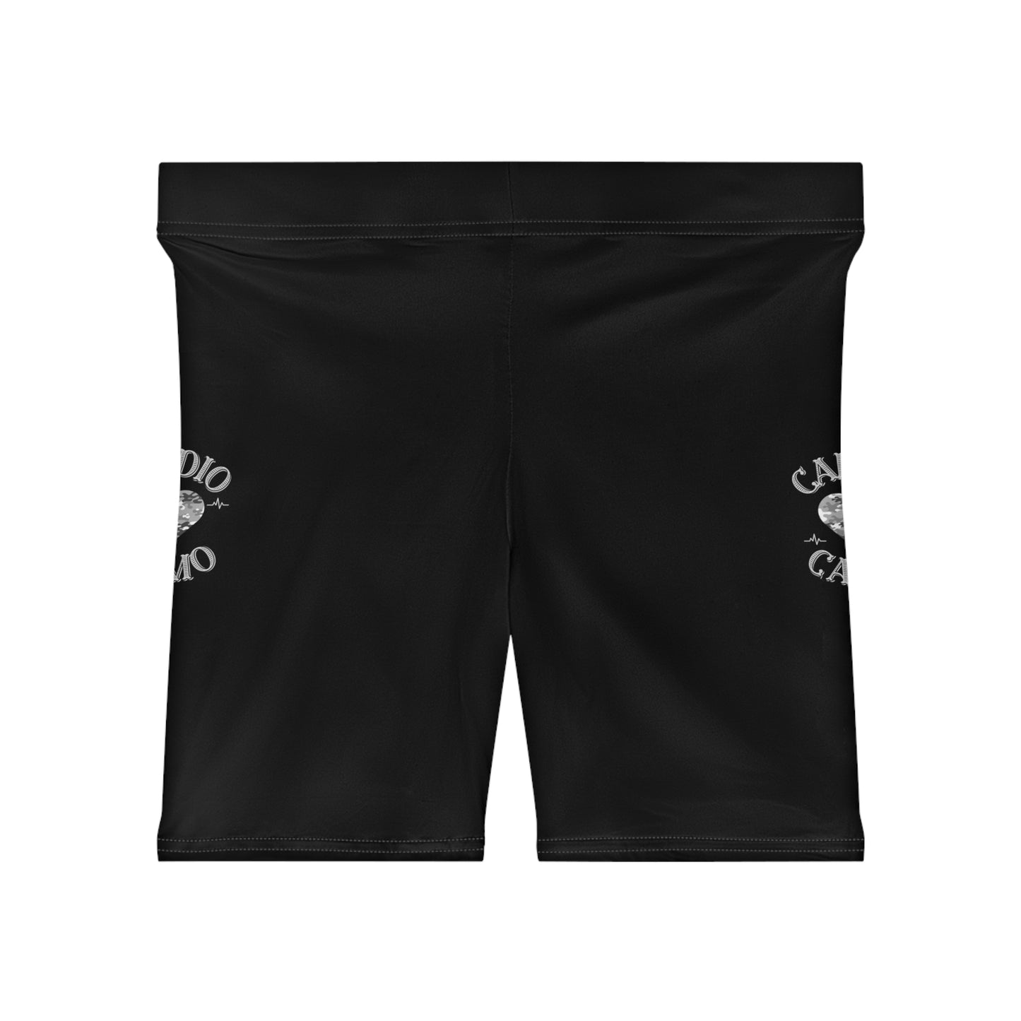 Cardio Camo Women's Black Biker Shorts