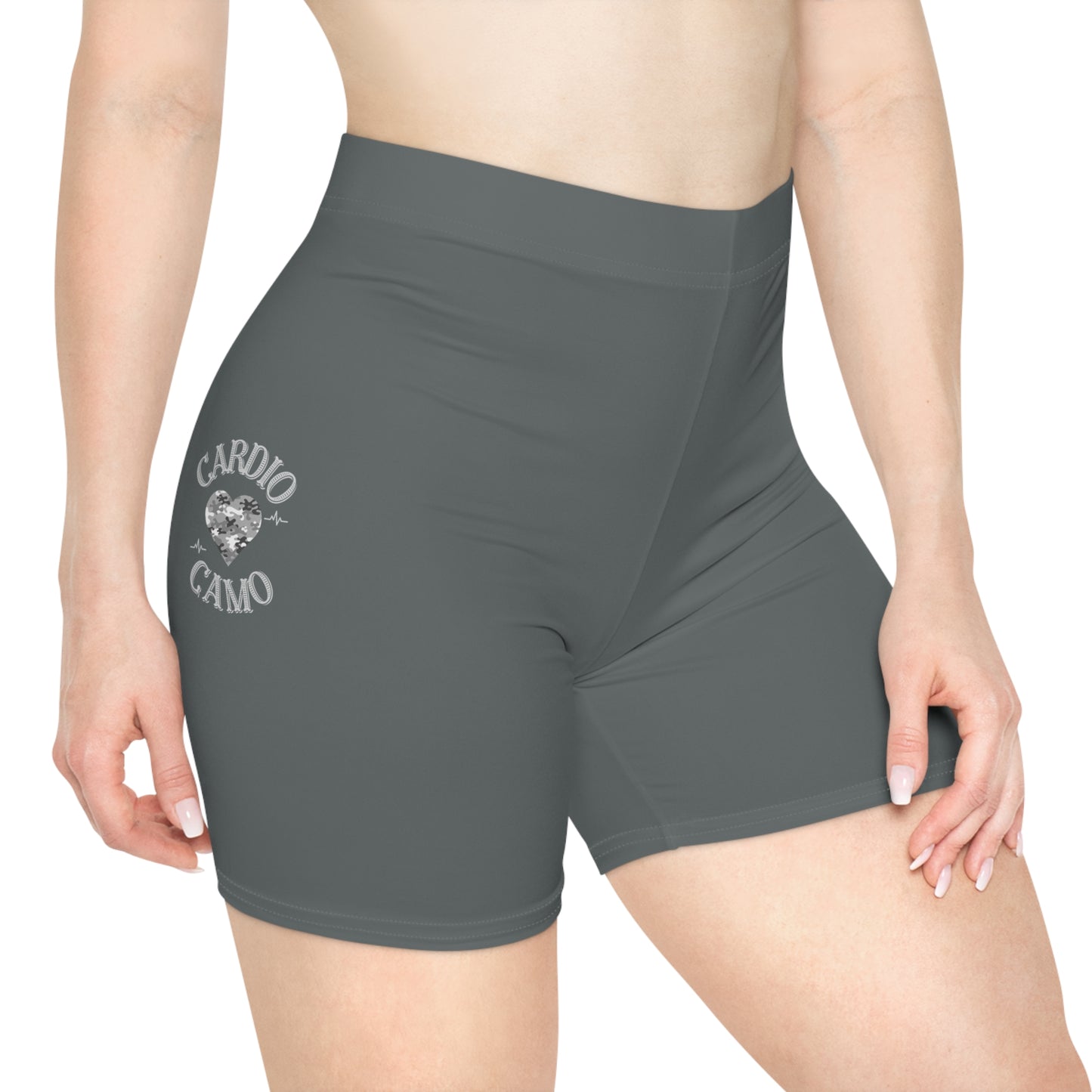 Cardio Camo Women's Gray Biker Shorts