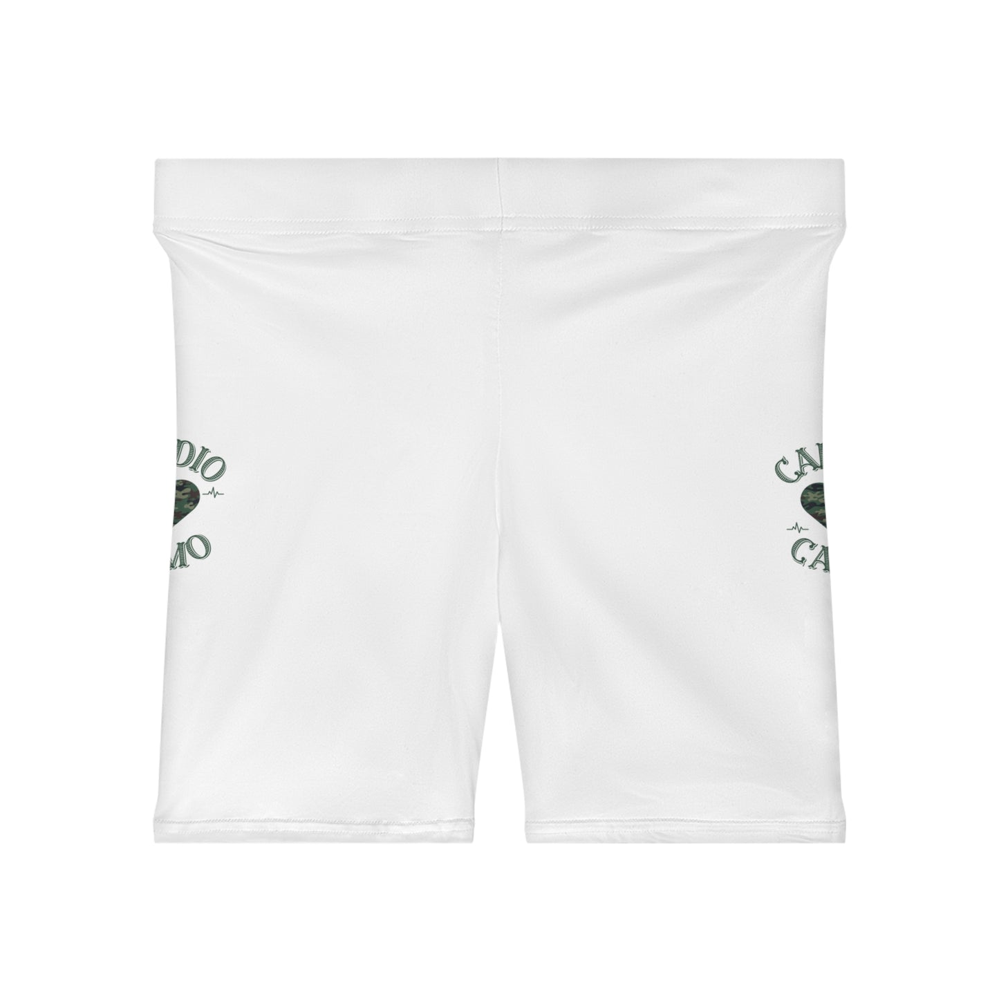 Cardio Camo Women's White Biker Shorts