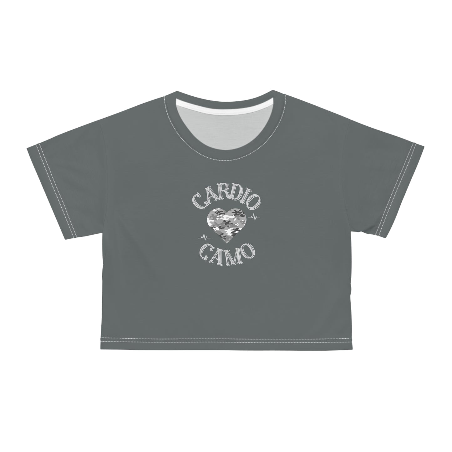 Cardio Camo Gray Crop Tee