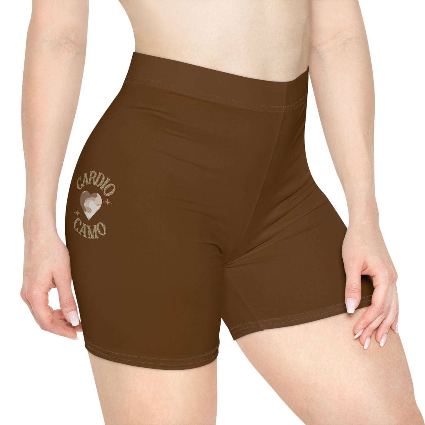 Cardio Camo Women's Brown Biker Shorts