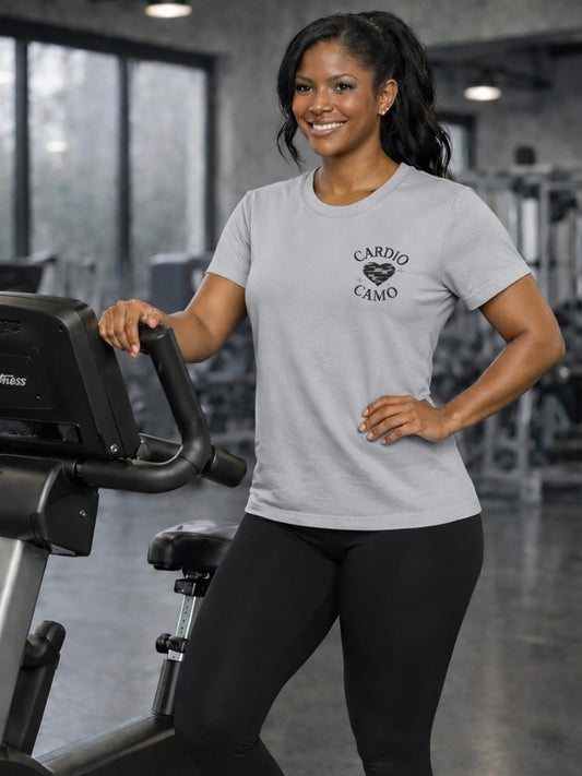 Cardio Camo Light Gray Fitness Graphic T-Shirt