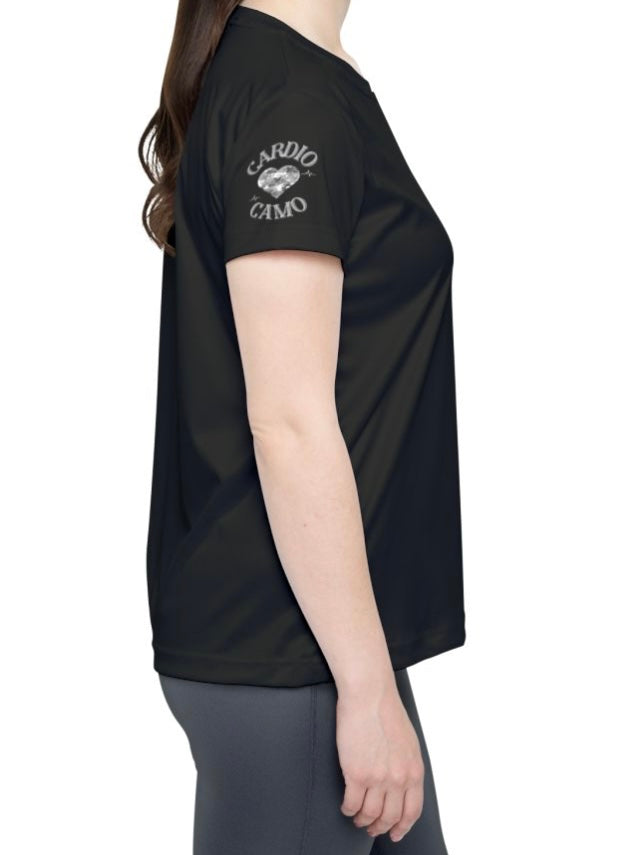 Cardio Camo Women's Sports Jersey Black/Gray Camouflage Sleeve Athletic Tee