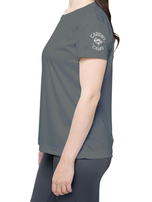 Cardio Camo Women’s Sports Jersey Gray Camouflage Sleeve Athletic Tee