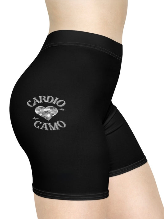 Cardio Camo Women's Black/Gray Biker Shorts