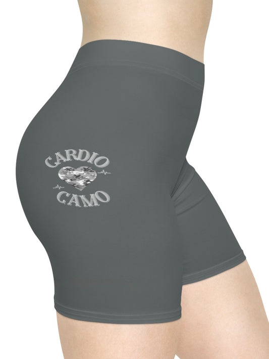 Cardio Camo Women's Gray Biker Shorts