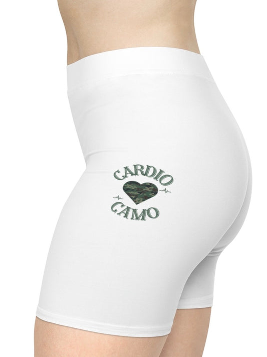 Cardio Camo Women's White Biker Shorts