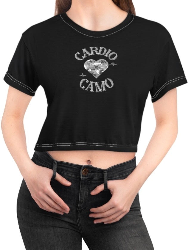 Cardio Camo Black Crop Tee