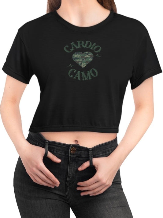 Cardio Camo Black Crop Tee