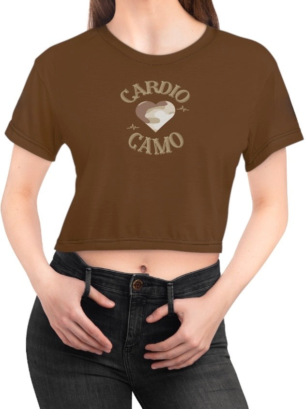 Cardio Camo Brown Crop Tee