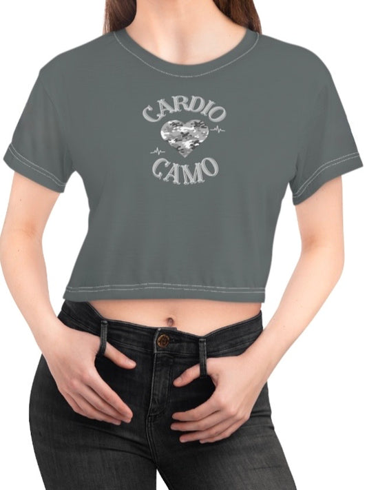 Cardio Camo Gray Crop Tee