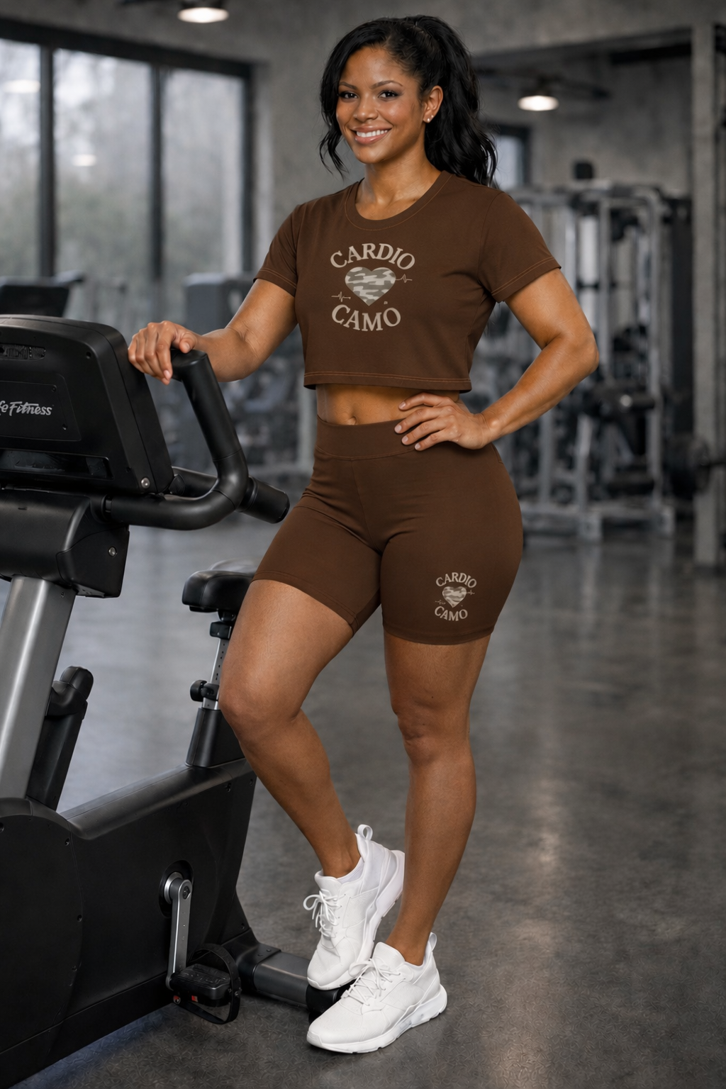 Cardio Camo Brown Crop Tee