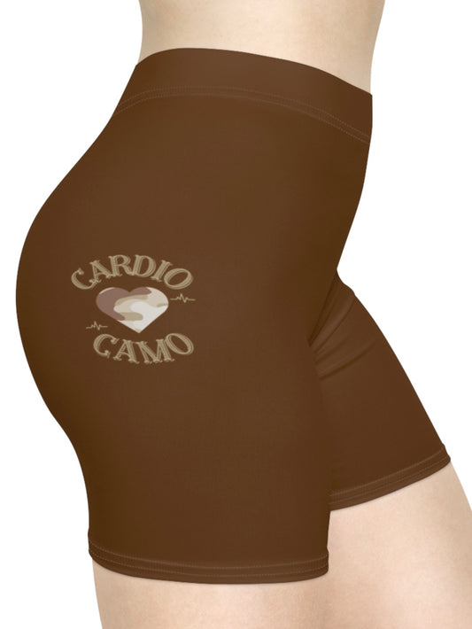 Cardio Camo Women's Brown Biker Shorts